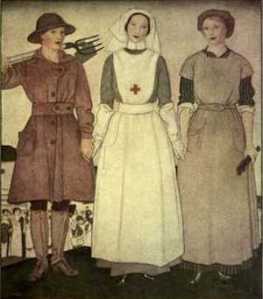 Figura 1 disegno raffigurante la condizione della donna nella prima guerra mondiale