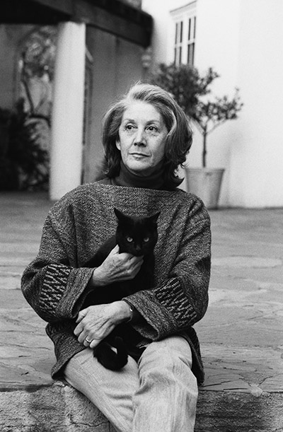 South African Writer Nadine Gordimer Holding Cat