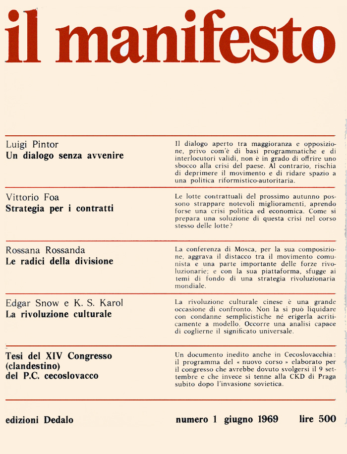 FOTO 7. 23 giugno 1969. Il manifesto. numero 1.
