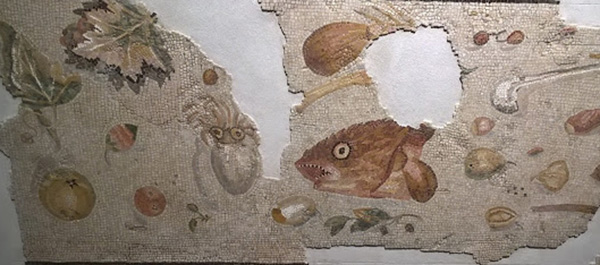 Aquileia. Museo Archeologico Nazionale. Mosaico del pavimento non spazzato (particolare)