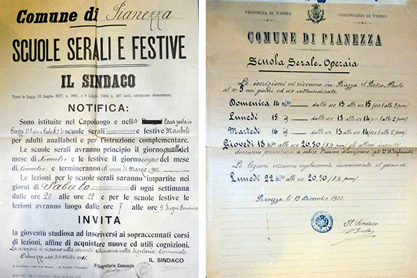 Scuola serale e festiva a pianezza (TO)