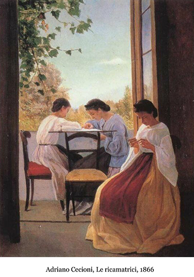 Quadro ricamatrici. adriano cecioni le ricamatrici_1866 alta copia