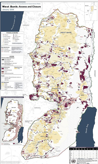 Mappa degli insediamenti israeliani in Cisgiordania